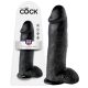 King Cock 12 herés nagy dildó (30 cm) - fekete