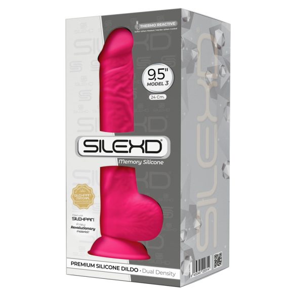 Silexd 9,5 - alakítható, tapadótalpas, herés dildó - 24cm (pink)