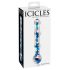 Icicles No. 08 - hullámos, kétvégű, üveg dildó (áttetsző-kék)