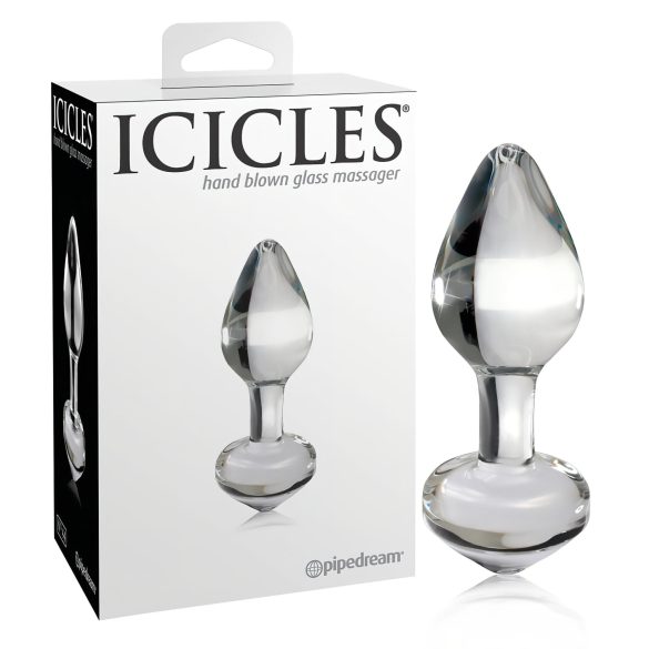 Icicles No. 44 - kúpos, üveg anál dildó (áttetsző)