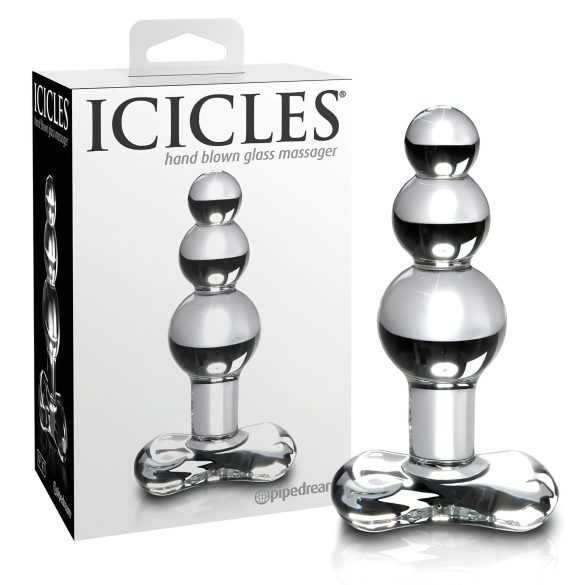 Icicles No. 47 - tripla gyöngyös, üveg anál dildó (áttetsző)