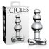 Icicles No. 47 - tripla gyöngyös, üveg anál dildó (áttetsző)