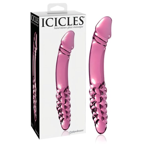 Icicles No. 57 - péniszes kétvégű üveg dildó (pink)