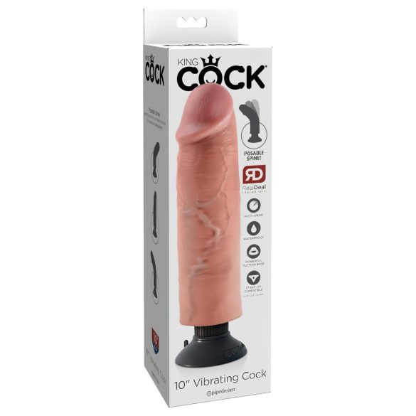 King Cock 10 - hajlítható, tapadótalpas vibrátor (25cm) - natúr