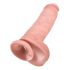 King Cock 11 - nagy tapadótalpas, herés dildó (28cm) - natúr