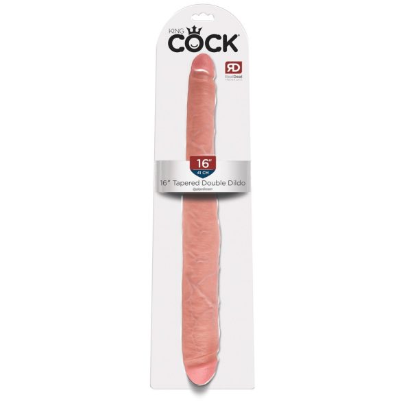 King Cock 16 Tapered - élethű dupla dildó (41cm) - natúr