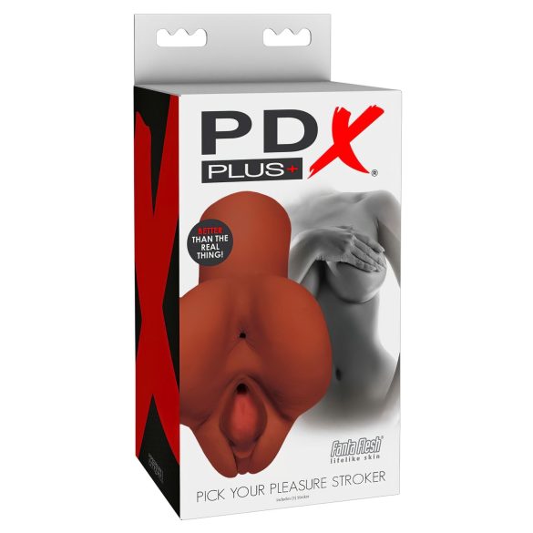 PDX Pick Your Pleasure Stroker - 2in1 élethű maszturbátor (barna)