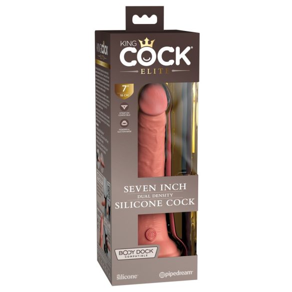 King Cock Elite 7- tapadótalpas, élethű dildó (18cm) - natúr