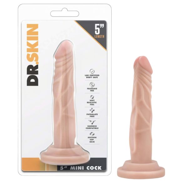 Dr. Skin 5 - tapadótalpas élethű dildó - natúr (14,5cm)