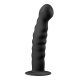 Easytoys Ribbed - tapadótalpas anál dildó (14cm) - fekete