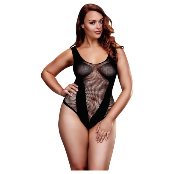 BACI Plus Size - rafinált, necc body - fekete (XL-XXL)